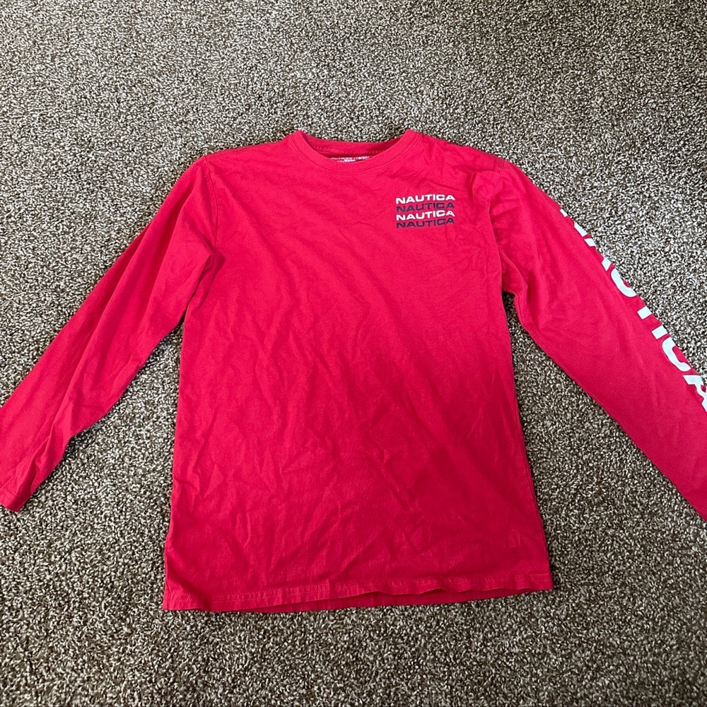 Boys red nautica long sleeve